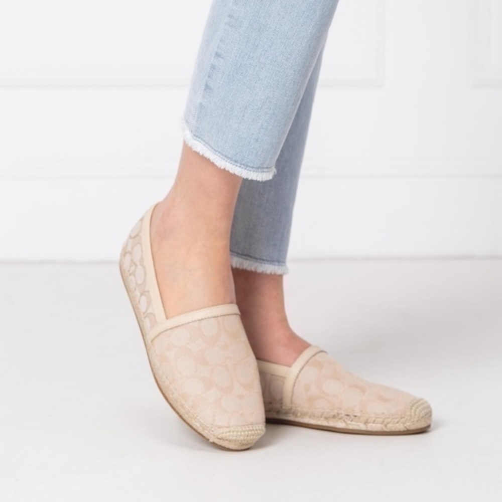 Coach Casey Espadrille beige ivory slide size 9